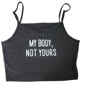 My Body Not Yours Large‎ Black Cropped Tank Nwot Feminine Stance